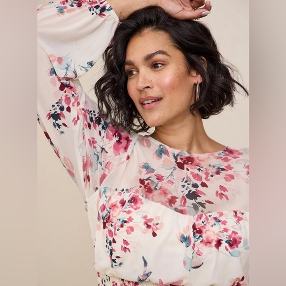 Torrid plus size 2X Romantic sweetheart mesh Floral Long Sleeve Top Coquette - Picture 3 of 9